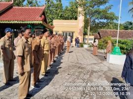 KOORDINASI RUTIN DAN APEL  PAGI HARI SENIN 22 DESEMBER 2025 DI KALURAHAN KARANGMOJO
